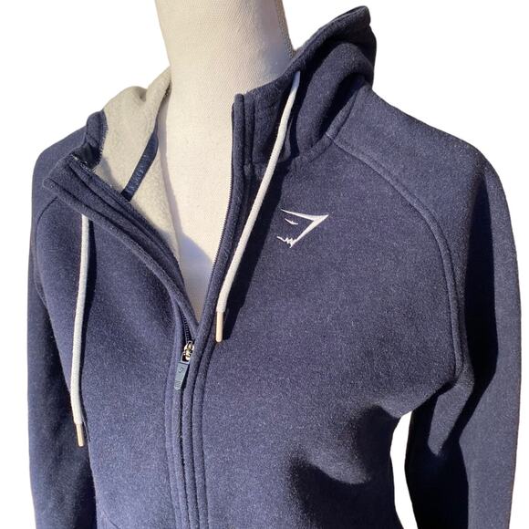 Gymshark Jacket Blue Hooded Training Zip Long Sleeve Women’s Size Small - Picture 5 of 9